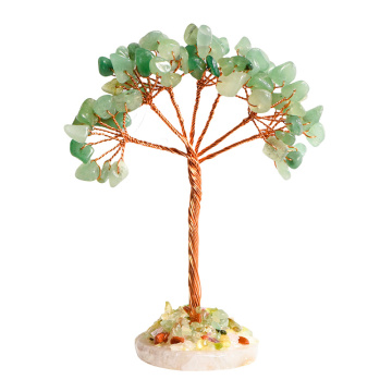 Raw Green Aventurine Raw Stone Copper Tree Agate Base Ornament for Home Decor