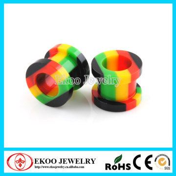 Acrylic Marijuana Rasta Color Flesh Tunnel