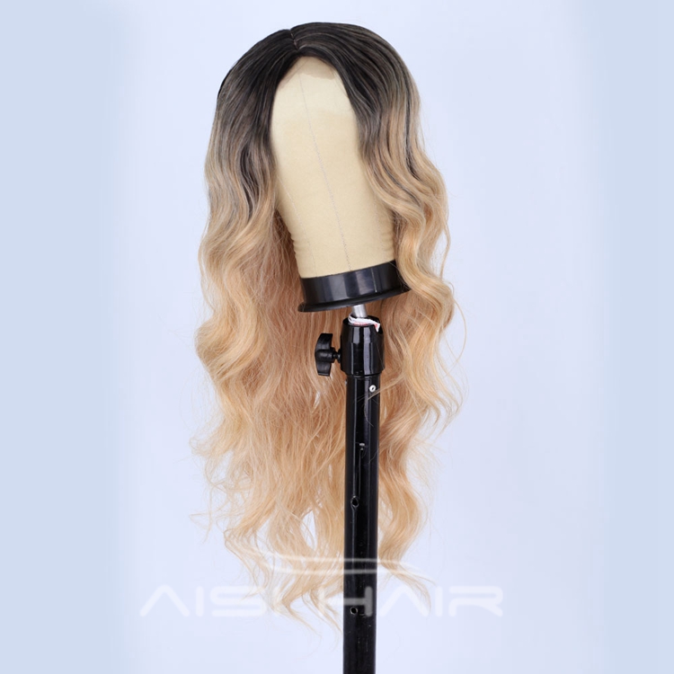 Aisi Hair Top Highest Quality Cheap Black Women Long Lace Front Small Body Wavy 26 Inches Ombre Blonde Synthenic Wig