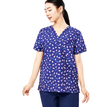 Top Quality Nursing Scrubs Uniforms Wholesale - Uniform Beauty Salon: Printed Scrub Tops for Women