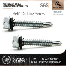 Galvanised hex head self drilling screw with EDPM washer