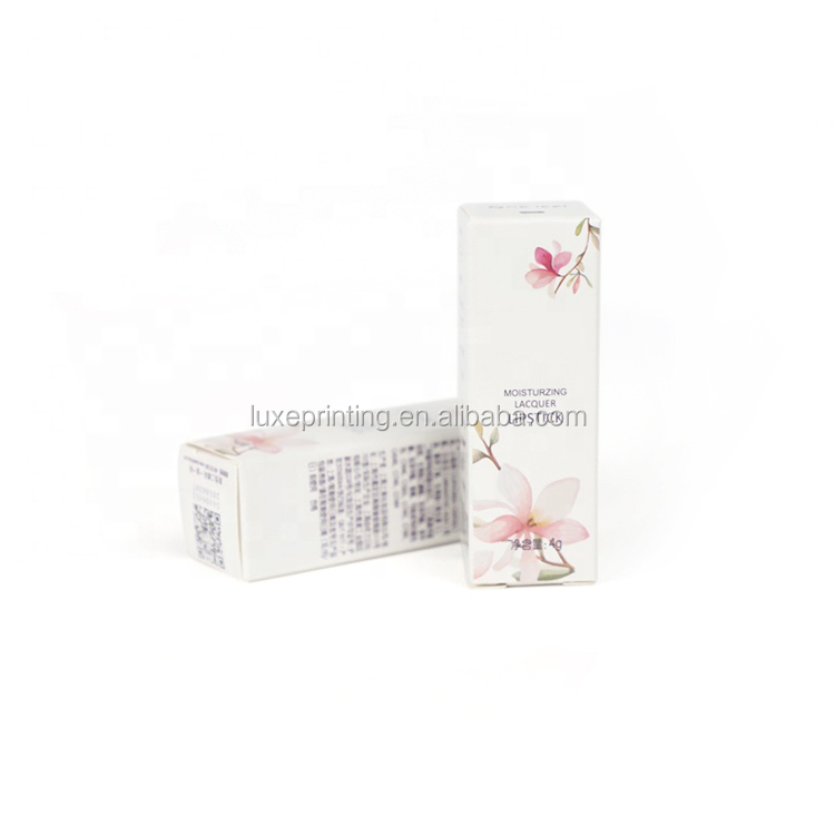 White card paper custom unique logo printed cosmetic packing lipgloss boxes