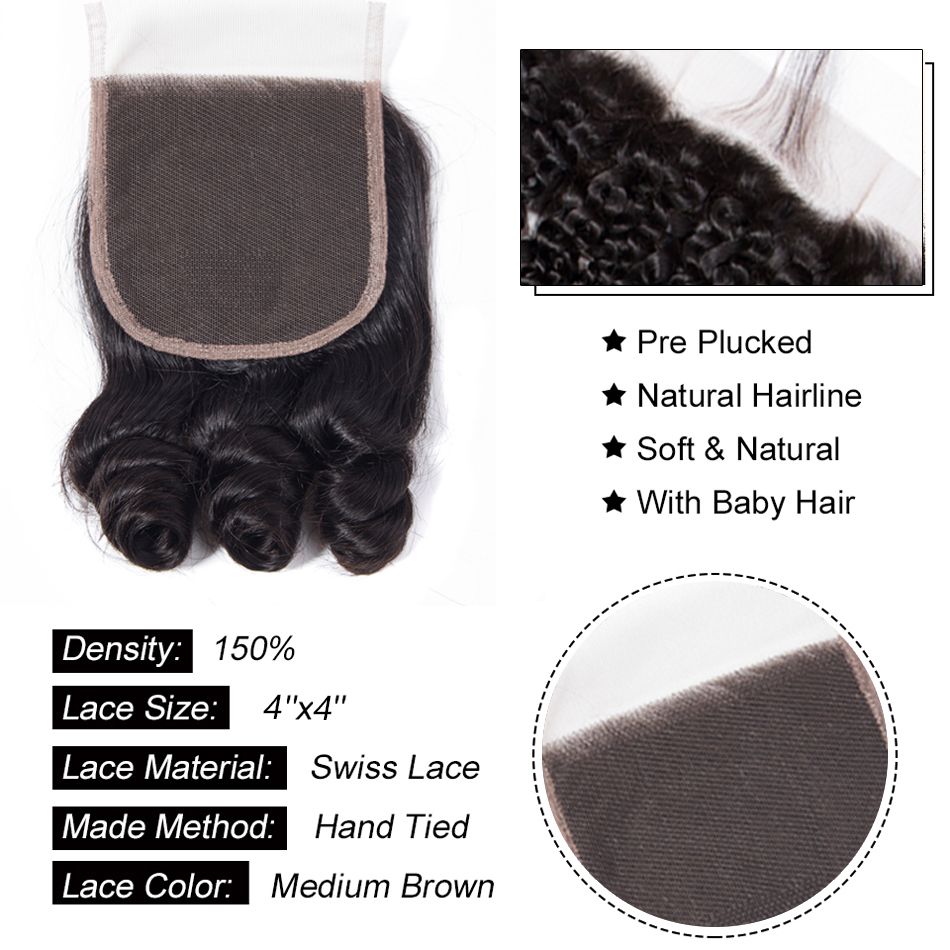 CELIE Funmi Curly Brazilian Human Hair with Frontal Closure Mink Cuticle Aligned Bundle with Closure Hair
