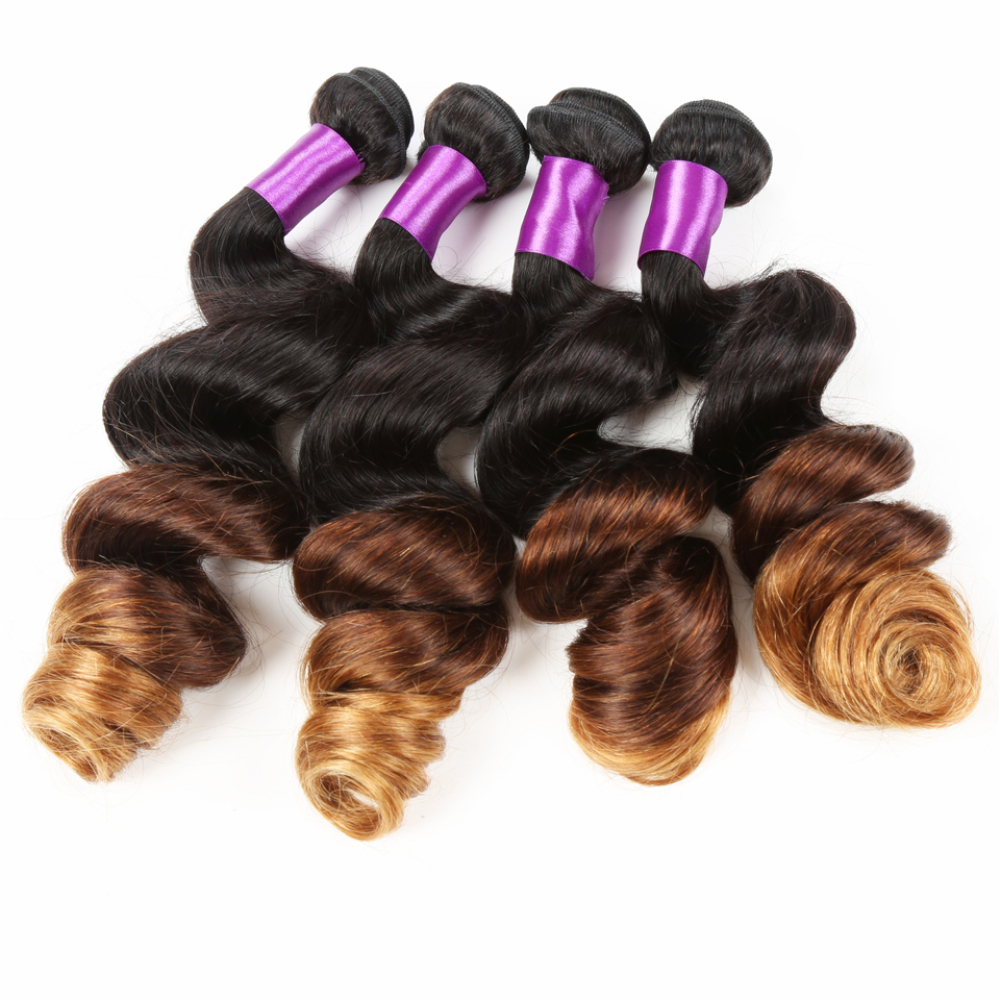 Ombre Brazilian Straight Hair Ombre Bundles With Closure, 3 Ombre Hair Bundles With Lace Closure T1b/4/27