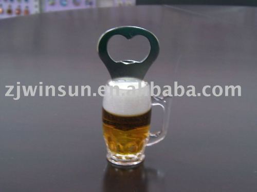 Lucite mug magnet with opener