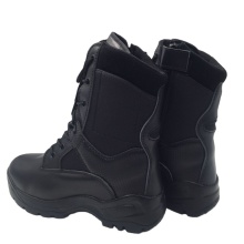 Black Genuine Leather Zip Fur Desert Boots for Men