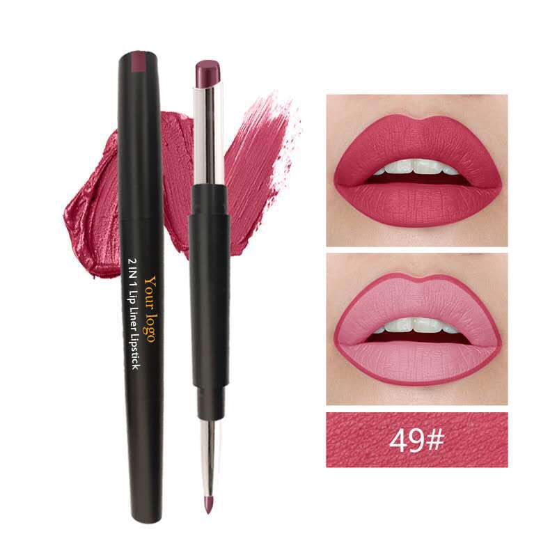 12 color Double ended lipstick lip liner Matte lip stick 2 in 1 multifunctional lipstick pvc waterproof Lip stick pen