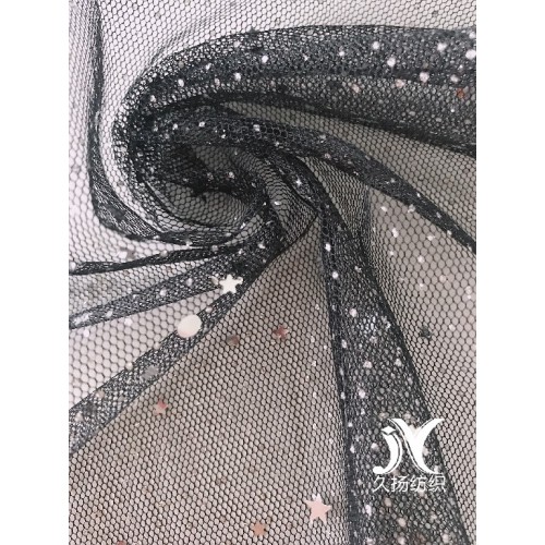 Zilverfolie Star Sequin Mesh Fabric