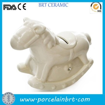 White tumbler horse ceramic coin bank ceramic money bank