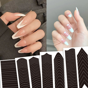 French Tip Nail Polish Stickers & V-shaped Nail Decals