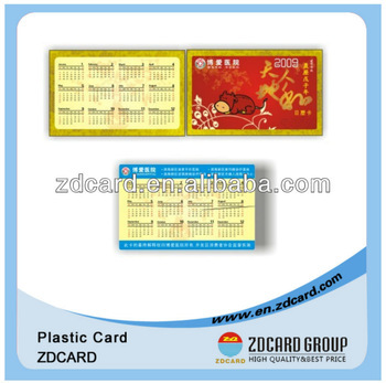 2014 cheap mini plastic PVC Calendar card