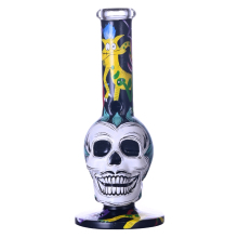 10.4in HippiesGlass,Hand Drawn Human Skeleton & 3D Monster Glass Beaker Bong,Cute Halloween Bong,Borosilicate Glass Water Pipe