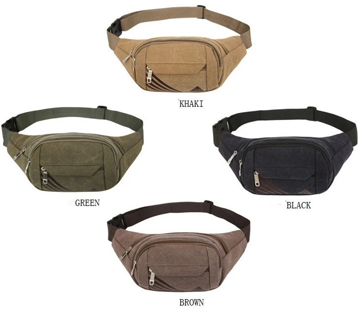 Factory Wholesale Cheap Canvas Men's Fanny Bag Chest Bag Hip Bags for Running Cycling Travel Mobile Phone Waist Bag