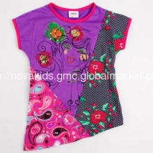 K3748#Fuchsia summer specific character children clothing with sequin