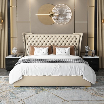 Luxury Modern Italian Leather Beds with High Upholstered Headboards