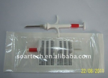 Syringe with rfid animal glass tag