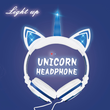 Unicorn Cat Ears LED Cute Wired Stereo Headphone