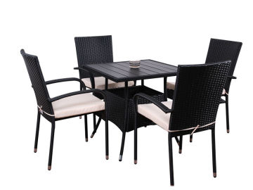 5pc steel rattan dining set
