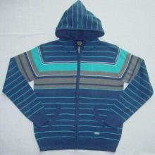 Sweater/men's mechanical stripe hooded cardigan