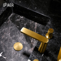 Golden Finished 3 Hole Hot Cold Brass Faucet