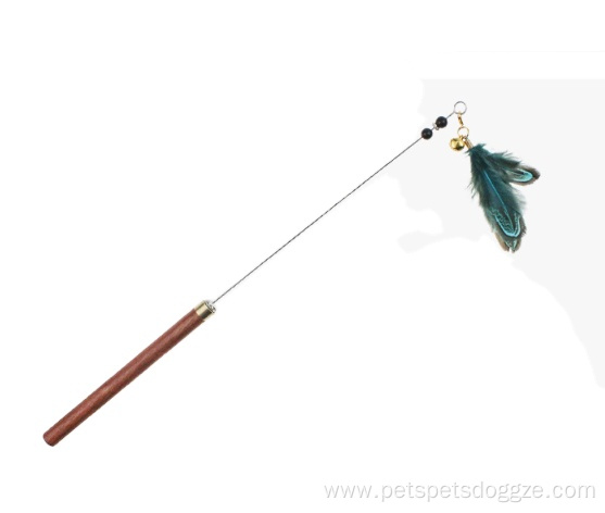 handle steel wire feather cat teaser with bell