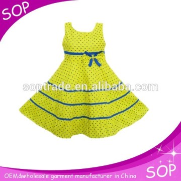 slim girls fashion party yellow polka dot dress