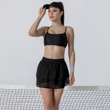 Tennis 2 Pieces Sports Bra And Shorts Skirt