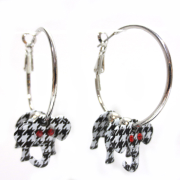 University of Alabama Houndtooth Elephant Earring