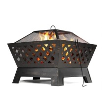 Ur-health Traditional Square Fire Pit Outdoor Indoor Freestanding Floor Standing Covered Fire Pit