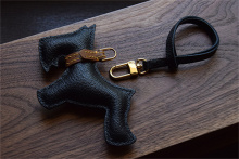 Schnauzer Dog Handmade Leather Car Keychain