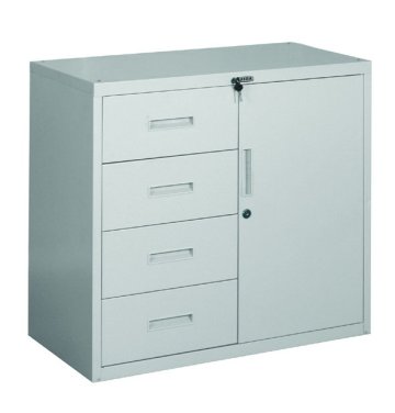 Steel Kneehole Credenza with lockable door and drawers