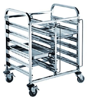 Stainless steel double rail GN container trolley / GN pan trolley / 12 gn pan cart