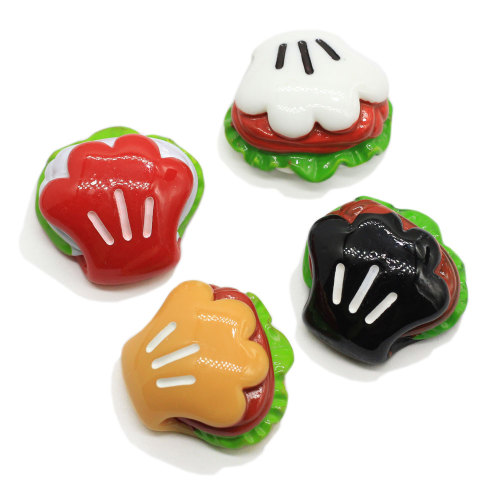 Kawaii Resin Paw Bread Cabochon Simulation Food Hamburger Crafts Charms Children Kitchen Toys Keychain Ornament Parts