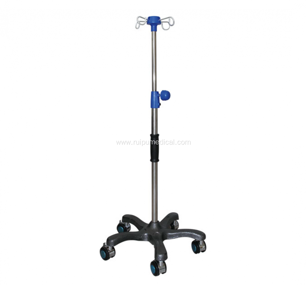 Medical IV Pole Rolling With 4 Hooks 5 Legs