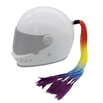 Punk Biker Helmet Decoration: Womens Mens Bicycle Helmet Braids Ponytail Dirty Gradient Ramp Hair Accessory 55cm