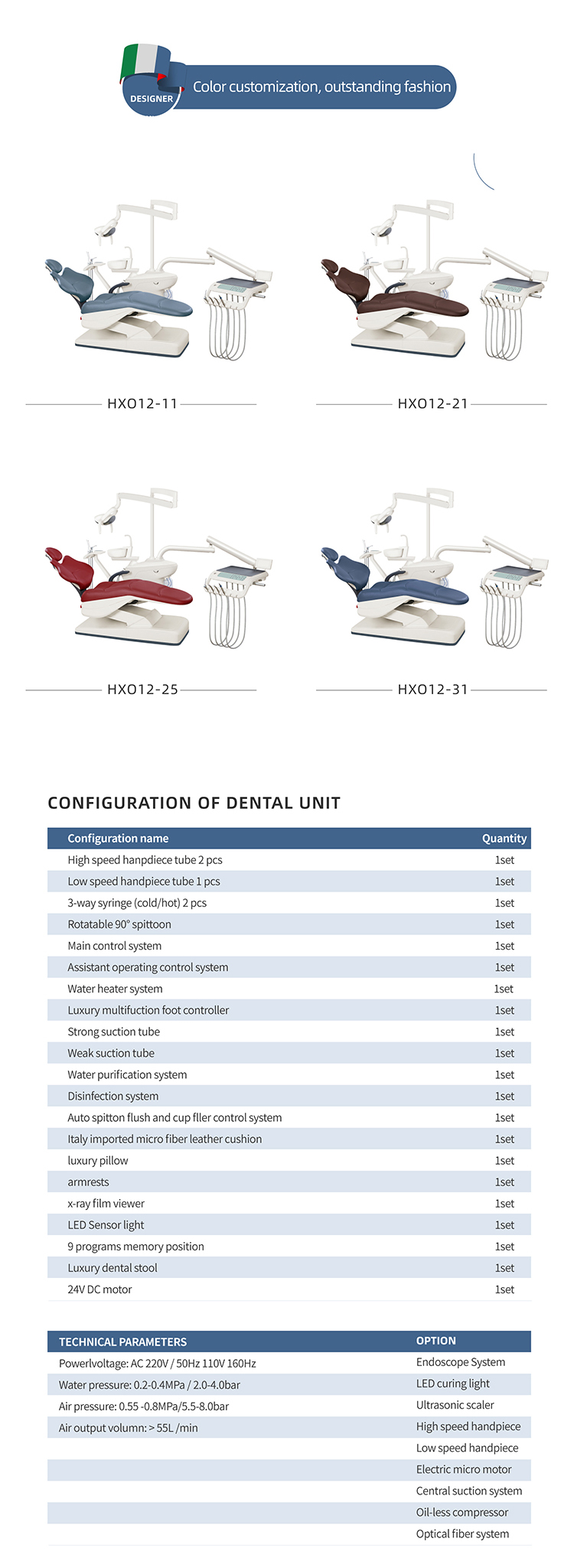 Gladent CE&ISO approved dental chair with soft micro fiber leather cushion