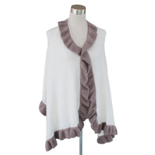 Two Tone Acrylic Kintted Fashion Ruffle Shawl