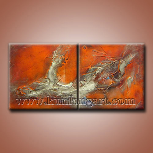 Group Modern Textured Oil Painting on Canvas 2 Panels/Set