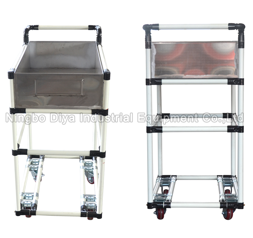 DY-T241 Workshop Trolley Industrial Lean Pipe Tote cart Handpush Trolley