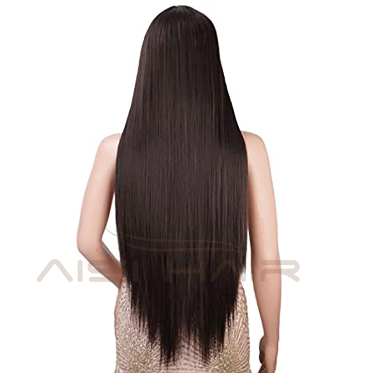 Aisi Hair Wholesale Cheap Vendor Silky Straight Lace Frontal Brown Synthetic Hair For Black Women Lace Front Wig