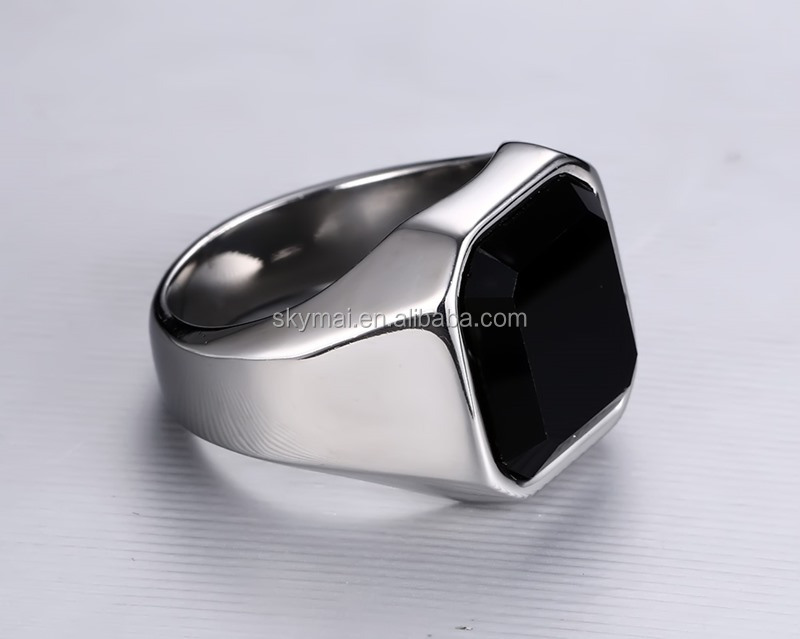 High Quality Men's Ring Black High Polished Stainless Steel Men's Jewelry Silver Color Charm Ring For Men