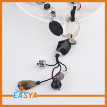 Long Black Pearl Necklace Black Chain