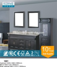 Black double sink solid wood bathroom furniture
