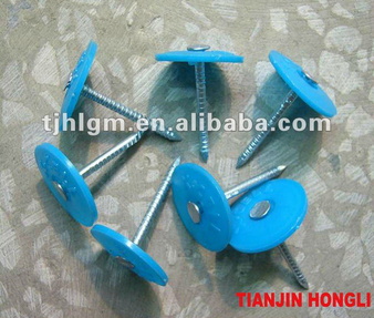 plastic cap ring shank roofing nail/galvanised ring shank nail
