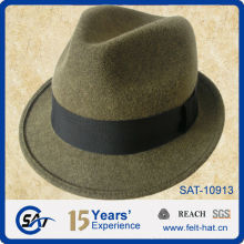 woolen green trilby hat, pure wool felt gentle hat