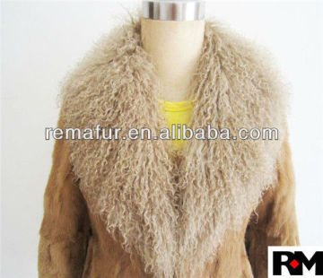 Factory wholesale 100% Genuine Tibetan Mongolian Lamb Skin Fur Collar in low price