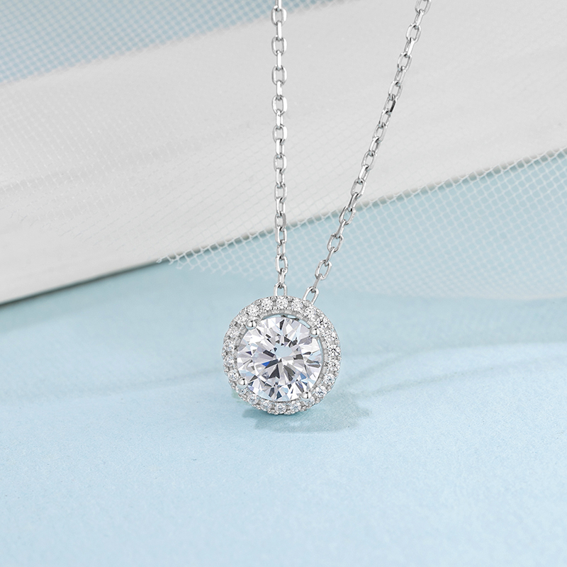 Vintage Luxury 925 Sterling Silver Moissanite Diamond Pendant Women Engagement Large Diamond Wedding Party Necklace