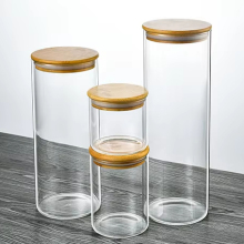 Bamboo Lid High Borosilicate Glass Kitchen Storage Jars
