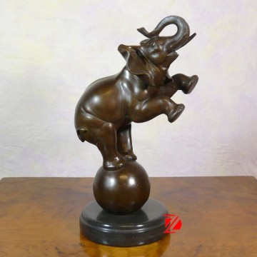 brass playing elephant statue stand for ball