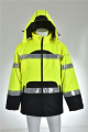 Hi Vis Class 3 Μπουκέτο με κουκούλα Χειμερινό σακάκι ασφαλείας Reflective Αδιάβροχο